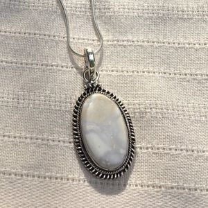 White Jasper Pendent Set in Sterling Silver